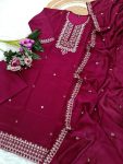 TRENDING VICHITRA SILK EMBROIDERY THREAD SEQUENCE WORK TOP BOTTOM WITH DUPATTA PARTY WEAR WHOLESALE PRICE ETHNIC GARMENT (5)