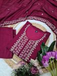 TRENDING VICHITRA SILK EMBROIDERY THREAD SEQUENCE WORK TOP BOTTOM WITH DUPATTA PARTY WEAR WHOLESALE PRICE ETHNIC GARMENT (5)