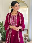 TRENDING VICHITRA SILK EMBROIDERY THREAD SEQUENCE WORK TOP BOTTOM WITH DUPATTA PARTY WEAR WHOLESALE PRICE ETHNIC GARMENT (5)