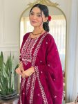TRENDING VICHITRA SILK EMBROIDERY THREAD SEQUENCE WORK TOP BOTTOM WITH DUPATTA PARTY WEAR WHOLESALE PRICE ETHNIC GARMENT (5)