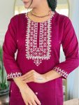 TRENDING VICHITRA SILK EMBROIDERY THREAD SEQUENCE WORK TOP BOTTOM WITH DUPATTA PARTY WEAR WHOLESALE PRICE ETHNIC GARMENT (5)