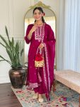 TRENDING VICHITRA SILK EMBROIDERY THREAD SEQUENCE WORK TOP BOTTOM WITH DUPATTA PARTY WEAR WHOLESALE PRICE ETHNIC GARMENT (5)