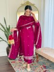 TRENDING VICHITRA SILK EMBROIDERY THREAD SEQUENCE WORK TOP BOTTOM WITH DUPATTA PARTY WEAR WHOLESALE PRICE ETHNIC GARMENT (5)