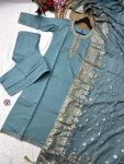 TRENDING VISCOSE CHANDERI SILK EMBROIDERY WORK TOP BOTTOM WITH DUPATTA PARTY WEAR WHOLESALE PRICE ETHNIC GARMENT (5)