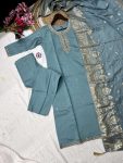 TRENDING VISCOSE CHANDERI SILK EMBROIDERY WORK TOP BOTTOM WITH DUPATTA PARTY WEAR WHOLESALE PRICE ETHNIC GARMENT (5)