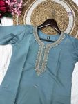 TRENDING VISCOSE CHANDERI SILK EMBROIDERY WORK TOP BOTTOM WITH DUPATTA PARTY WEAR WHOLESALE PRICE ETHNIC GARMENT (5)