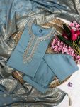 TRENDING VISCOSE CHANDERI SILK EMBROIDERY WORK TOP BOTTOM WITH DUPATTA PARTY WEAR WHOLESALE PRICE ETHNIC GARMENT (5)