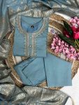 TRENDING VISCOSE CHANDERI SILK EMBROIDERY WORK TOP BOTTOM WITH DUPATTA PARTY WEAR WHOLESALE PRICE ETHNIC GARMENT (5)