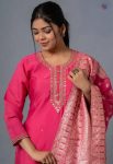 TRENDING VISCOSE CHANDERI SILK EMBROIDERY WORK TOP BOTTOM WITH DUPATTA PARTY WEAR WHOLESALE PRICE ETHNIC GARMENT (8)