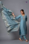 TRENDING VISCOSE CHANDERI SILK EMBROIDERY WORK TOP BOTTOM WITH DUPATTA PARTY WEAR WHOLESALE PRICE ETHNIC GARMENT (5)