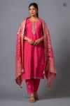 TRENDING VISCOSE CHANDERI SILK EMBROIDERY WORK TOP BOTTOM WITH DUPATTA PINK