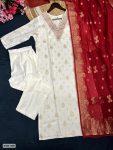 TRENDING VISCOSE JACQUARD EMBROIDERY WORK TOP BOTTOM WITH DUPATTA PARTY WEAR WHOLESALE PRICE ETHNIC GARMENT (3)