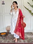 TRENDING VISCOSE JACQUARD EMBROIDERY WORK TOP BOTTOM WITH DUPATTA WHITE
