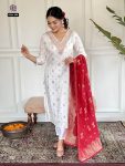 TRENDING VISCOSE JACQUARD EMBROIDERY WORK TOP BOTTOM WITH DUPATTA PARTY WEAR WHOLESALE PRICE ETHNIC GARMENT (3)