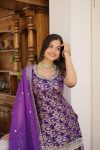 TRENDING VISCOSE JACQUARD EMBROIDERY ZARI SEQUENCE WORK TOP SHARARA WITH DUPATTA PARTY WEAR WHOLESALE PRICE ETHNIC GARMENT (8)