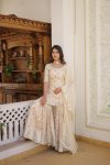 TRENDING VISCOSE JACQUARD EMBROIDERY ZARI SEQUENCE WORK TOP SHARARA WITH DUPATTA PARTY WEAR WHOLESALE PRICE ETHNIC GARMENT (12)