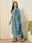 TRENDING VISCOSE ROMAN SILK ZARI EMBROIDERY SEQUENCE WORK TOP BOTTOM WITH DUPATTA FESTIVE WEAR WHOLESALE PRICE ETHNIC GARMENT (3)