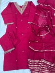 TRENDING VISCOSE ROMAN SILK ZARI EMBROIDERY SEQUENCE WORK TOP BOTTOM WITH DUPATTA PARTY WEAR WHOLESALE PRICE ETHNIC GARMENT (2)