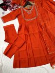 TRENDING VISCOSE SILK EMBROIDERY WORK TOP BOTTOM WITH DUPATTA PARTY WEAR WHOLESALE PRICE ETHNIC GARMENT (6)