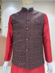 10DESIGNER SILK JACQUARD SEQUENCE WORK MEN’S KURTA PAYJAMA WITH KOTI FESTIVE WEAR WHOLESALE PRICE ETHNIC GARMENT (16)