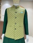 11DESIGNER SILK JACQUARD SEQUENCE WORK MEN’S KURTA PAYJAMA WITH KOTI FESTIVE WEAR WHOLESALE PRICE ETHNIC GARMENT (10)