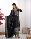 1DESIGNER CHINON SILK EMBROIDERY SEQUENCE LACE WORK TOP PALAZZO WITH DUPATTA FESTIVE WEAR WHOLESALE PRICE ETHNIC GARMENT (9)