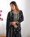 1DESIGNER CHINON SILK EMBROIDERY SEQUENCE LACE WORK TOP PALAZZO WITH DUPATTA FESTIVE WEAR WHOLESALE PRICE ETHNIC GARMENT (9)