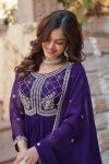 1DESIGNER FAUX BLOOMING SEQUENCE MULTI AND BEADS EMBROIDERED WORK GOWN WITH DUPATTA FESTIVE WEAR WHOLESALE PRICE ETHNIC GARMENT (12)