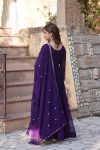 1DESIGNER FAUX BLOOMING SEQUENCE MULTI AND BEADS EMBROIDERED WORK GOWN WITH DUPATTA FESTIVE WEAR WHOLESALE PRICE ETHNIC GARMENT (12)
