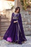 1DESIGNER FAUX BLOOMING SEQUENCE MULTI AND BEADS EMBROIDERED WORK GOWN WITH DUPATTA FESTIVE WEAR WHOLESALE PRICE ETHNIC GARMENT (12)