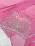 1DESIGNER GEORGETTE EMBROIDERY BEADS SEQUENCE WORK WITH HEAVY LACE WORK BLOUSE DHOTI WITH KOTI PARTY WEAR WHOLESALE PRICE ETHNIC GARMENT (17)
