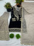1DESIGNER GEORGETTE EMBROIDERY SEQUENCE WORK TOP SHARARA WITH DUPATTA FESTIVE WEAR WHOLESALE PRICE ETHNIC GARMENT (14)
