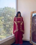 1DESIGNER GEORGETTE PLAIN PALAZZO AND BLOUSE WITH EMBROIDERY WORK SHRUG PARTY WEAR WHOLESALE PRICE ETHNIC GARMENT (8)