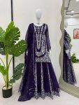 DESIGNER GEORGETTE THREAD WITH SEQUENCE WORK TOP PALAZZO WITH DUPATTA  PURPLE