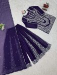 1DESIGNER GEORGETTE THREAD WITH SEQUENCE WORK TOP PALAZZO WITH DUPATTA FESTIVE WEAR WHOLESALE PRICE ETHNIC GARMENT (4)