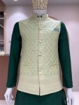 1DESIGNER SILK JACQUARD MEN’S KURTA PAYJAMA WITH KOTI PARTY WEAR WHOLESALE PRICE ETHNIC GARMENT (4)