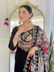 1DESIGNER VISCOSE CHANDERI SEQUENCE CODING EMBROIDERY WORK TOP BOTTOM WITH DUPATTA FESTIVE WEAR WHOLESALE PRICE ETHNIC GARMENT (14)