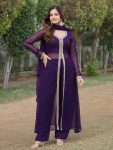 FANCY FAUX BLOOMING EMBROIDERED WORK TOP BOTTOM WITH DUPATTA PURPLE
