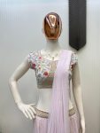1FANCY GEORGETTE EMBROIDERY LEHENGA SAREE WITH BLOUSE AND KOTI PARTY WEAR WHOLESALE PRICE ETHNIC GARMENT(25)