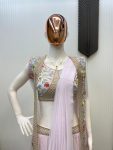 1FANCY GEORGETTE EMBROIDERY LEHENGA SAREE WITH BLOUSE AND KOTI PARTY WEAR WHOLESALE PRICE ETHNIC GARMENT(25)