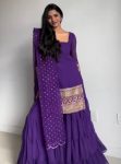 FANCY GEORGETTE THREAD WITH SEQUENCE WORK TOP SHARARA WITH DUPATTA PURPLE