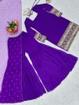 1FANCY GEORGETTE THREAD WITH SEQUENCE WORK TOP SHARARA WITH DUPATTA FESTIVE WEAR WHOLESALE PRICE ETHNIC GARMENT (5)
