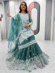 1FANCY LILY NET EMBROIDERY CODING AND SEQUENCE WORK TOP SHARARA WITH DUPATTA FESTIVE WEAR WHOLESALE PRICE ETHNIC GARMENT (13)