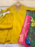 1FANCY ROMAN SILK HAND AND EMBROIDERY WORK TOP BOTTOM WITH DUPATTA FESTIVE WEAR WHOLESALE PRICE ETHNIC GARMENT (12)