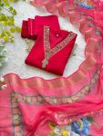 1FANCY ROMAN SILK HAND WORK AND FANCY LACE WORK TOP BOTTOM WITH DUPATTA FESTIVE WEAR WHOLESALE PRICE ETHNIC GARMENT (8)