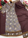 1NEW ARRIVAL COTTON EMBROIDERY WORK ANARKALI GOWN BOTTOM WITH DUPATTA FESTIVE WEAR WHOLESALE PRICE ETHNIC GARMENT (10)