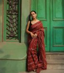 1NEW ARRIVAL FAUX GEORGETTE ZIGZAG MULTI THREAD WORK SAREE WITH STITCHED BLOUSE CASUAL WEAR WHOLESALE PRICE ETHNIC GARMENT (20)
