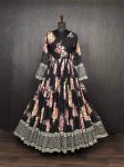 1NEW ARRIVAL GEORGETTE DIGITAL PRINTED WITH EMBROIDERY ZARI SEQUENCE WORK GOWN FESTIVE WEAR WHOLESALE PRICE ETHNIC GARMENT (7)
