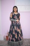 1NEW ARRIVAL GEORGETTE DIGITAL PRINTED WITH EMBROIDERY ZARI SEQUENCE WORK GOWN FESTIVE WEAR WHOLESALE PRICE ETHNIC GARMENT (7)
