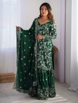 1RICH LOOK CHINON SILK THREAD WITH SEQUENCE WORK TOP SHARARA WITH DUPATTA PARTY WEAR WHOLESALE PRICE ETHNIC GARMENT (9)